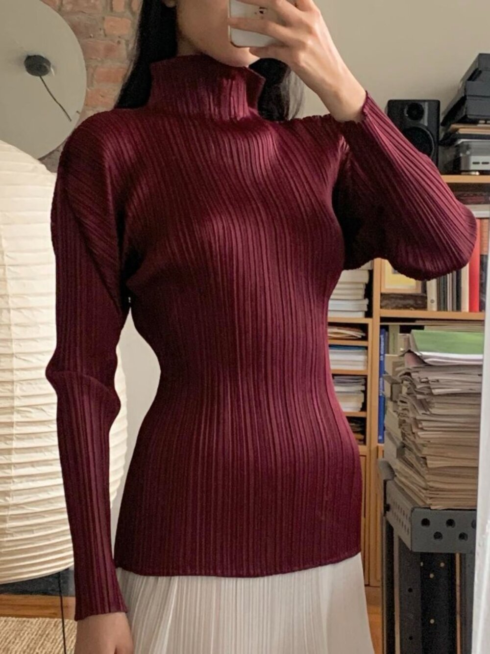 Issey Miyake Pleats Please Turtleneck Burgundy JP3